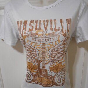 Women's Nashville Tennessee Music City T-Shirt Top Size S Poly & Spandex NICE 👩